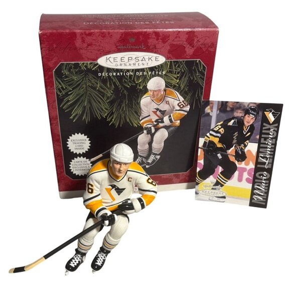 Mario Lemieux Hallmark Keepsake Ornament With Trading Card & Box - Picture 1 of 11